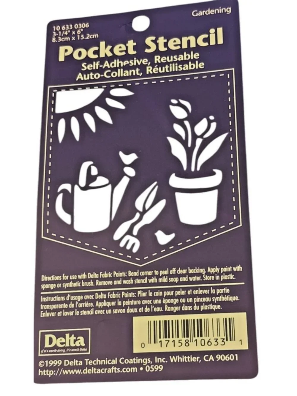 Vintage Delta Pocket Stencil Gardening Design Self-Adhesive Reusable 3-1/4 X 6